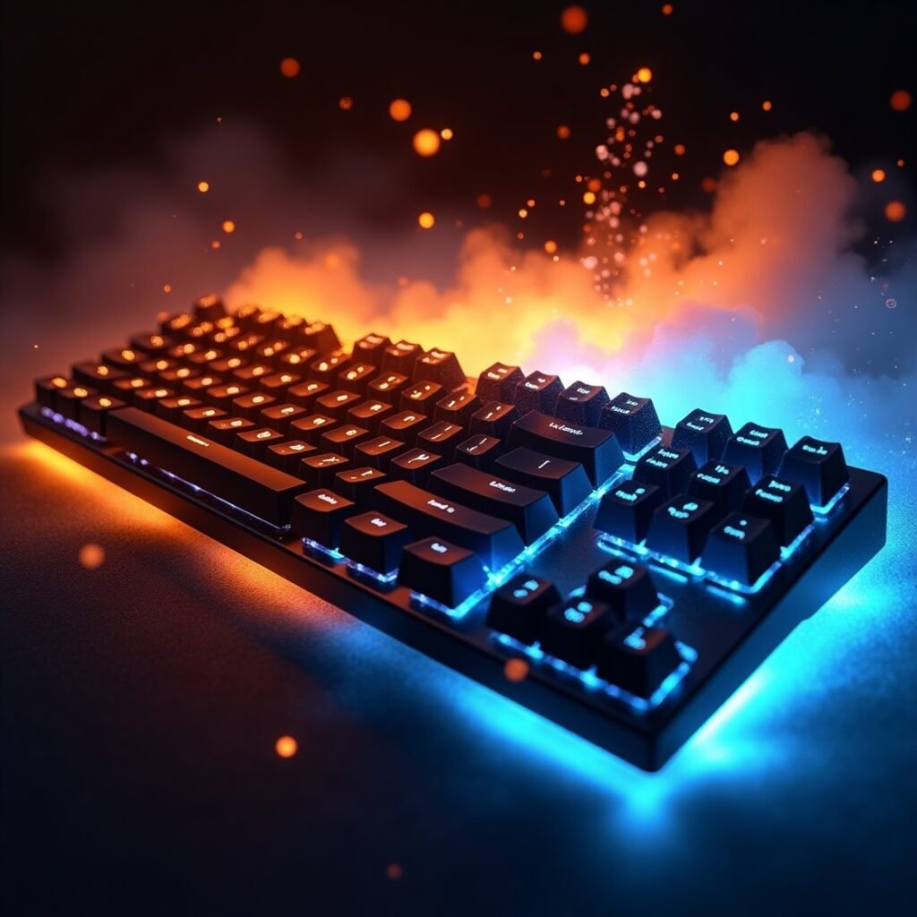 Gaming keyboard setup highlighting performance metrics and polling rate settings