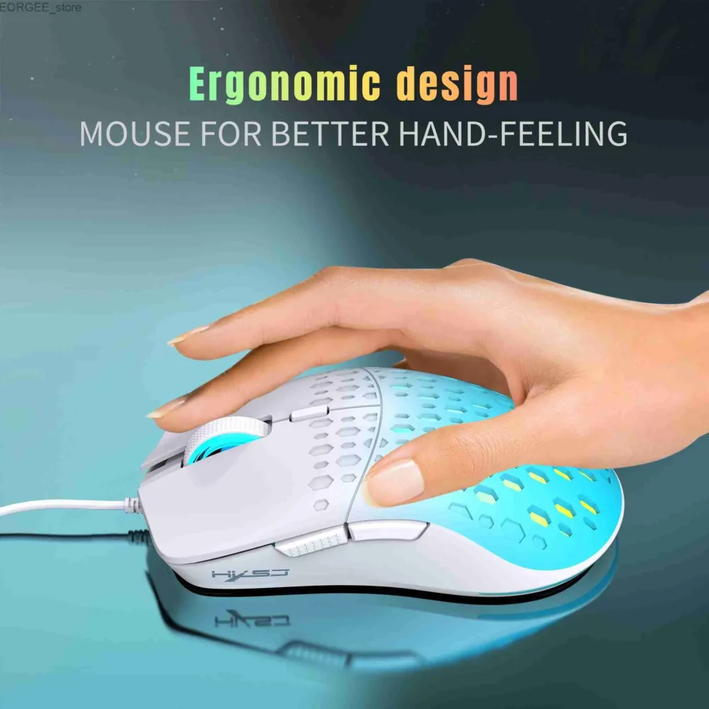 Ergonomic mouse with contoured right-handed design vs ambidextrous mouse with symmetrical shape for both hands