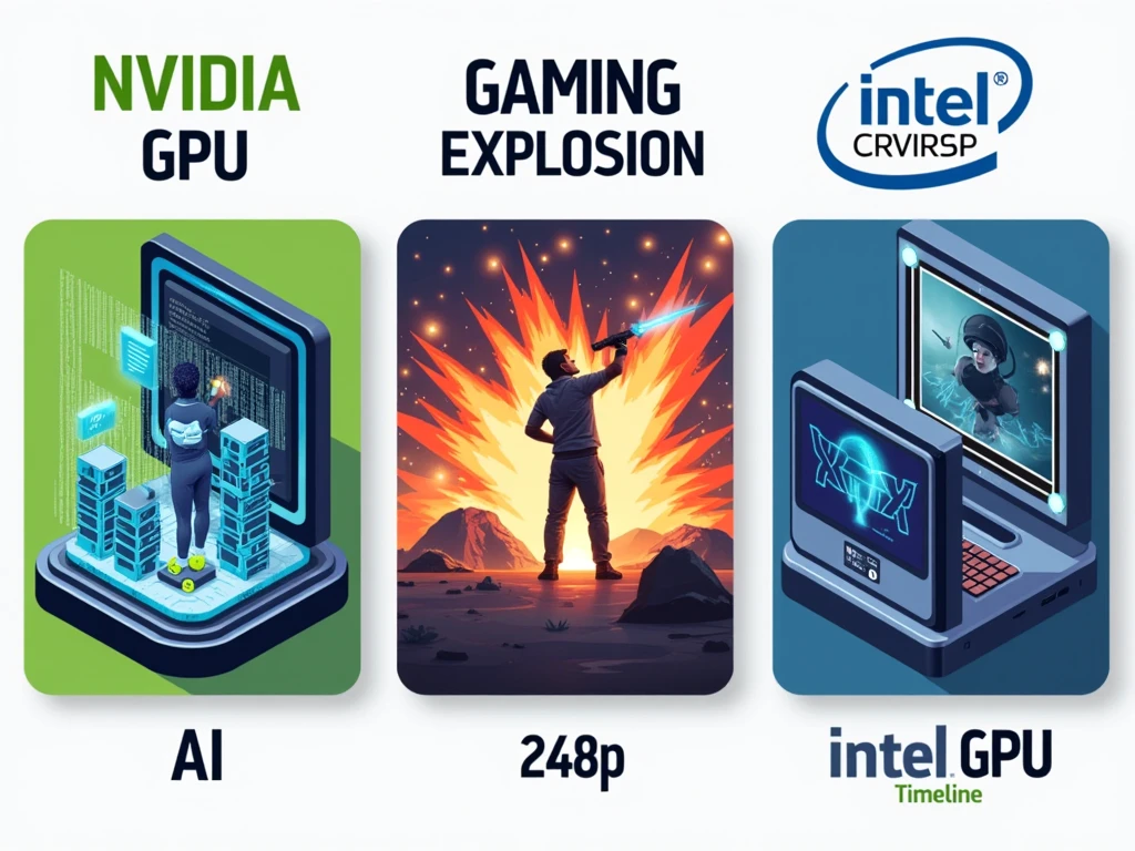 GPU workload comparison: NVIDIA AI processing, AMD 1440p gaming, Intel basic video editing – 2025 performance specialties